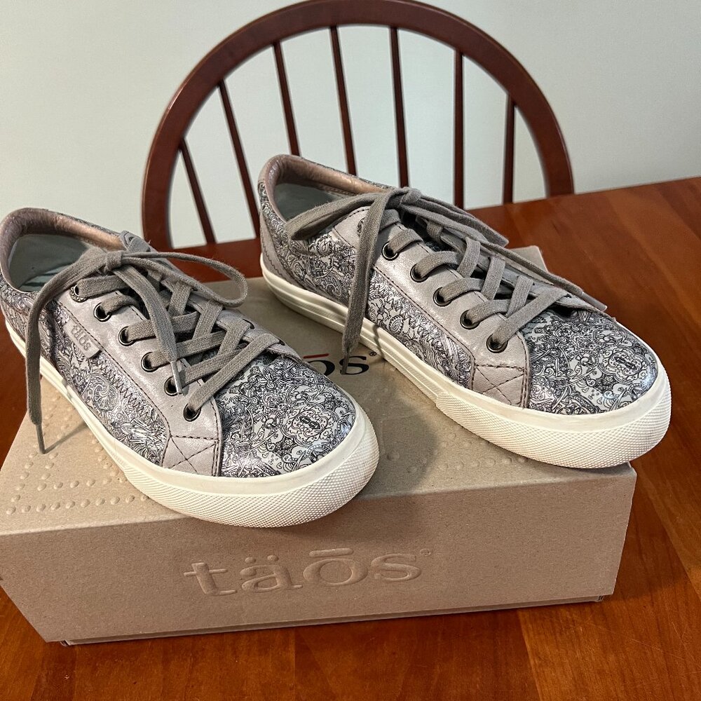 Women's Taos, Leather, Sneakers, Size 8.5, Plim Soul Lux, Taupe Paisley Multi